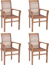 Eetkamerstoelen stapelbaar massief teakhout 4 st