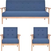 3-delig Bankstel stof blauw