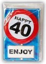 Happy Birthday kaart met button 40 jaar