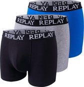 Replay - Heren Onderbroeken 3-Pack Basic Boxers - zwart, grijs, blauw - Maat XXL