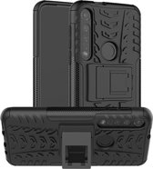 Rugged Kickstand Back Cover - Geschikt voor Motorola Moto G8 Plus Hoesje - Zwart