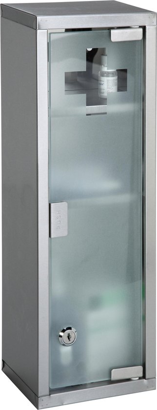 waterstof Beraadslagen Internationale Kinzo Medicijnkastje - RVS- semi-transparante glazen deur - 15X12X45CM -  met slot | bol.com