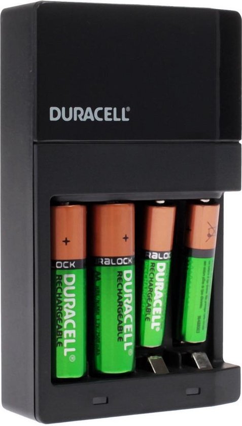 Duracell - Chargeur de piles haute vitesse Duracell + 2 piles rechargeables  AA et 2