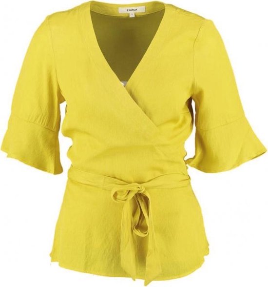 Garcia gele soepele overslag blouse van stevig viscose polyester - valt  kleiner - Maat S | bol.com