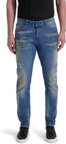 Purewhite - Stan 401 Distressed Heren Slim Fit   Jeans  - Blauw - Maat 33