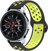 Siliconen Smartwatch bandje - Geschikt voor  Samsung Galaxy Watch sport band 46mm - zwart/geel - Horlogeband / Polsband / Armband