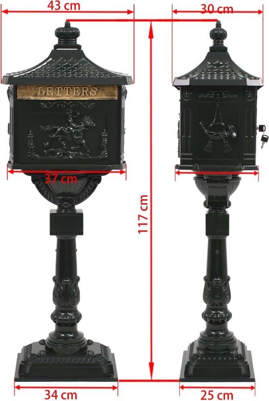 vidaXL Staande brievenbus vintage stijl roestbestendig aluminium groen