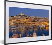 Fotolijst incl. Poster - Avond - Haven - Marseille - 40x30 cm - Posterlijst