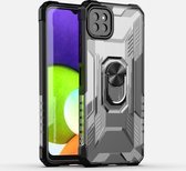 Voor Samsung Galaxy A22 5G PC + TPU Schokbestendige beschermhoes met metalen ringhouder (zwart)