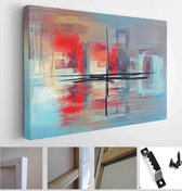 Colorful abstract acrylic painting. Surreal landscape artwork in contemporary style. Modern art on blue background - Modern Art Canvas - Horizontal - 1960558090 - 115*75 Horizontal