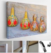 Interesting pumpkins painted with oriental ornament against brick wall - Modern Art Canvas - Horizontal - 1097343131 - 80*60 Horizontal