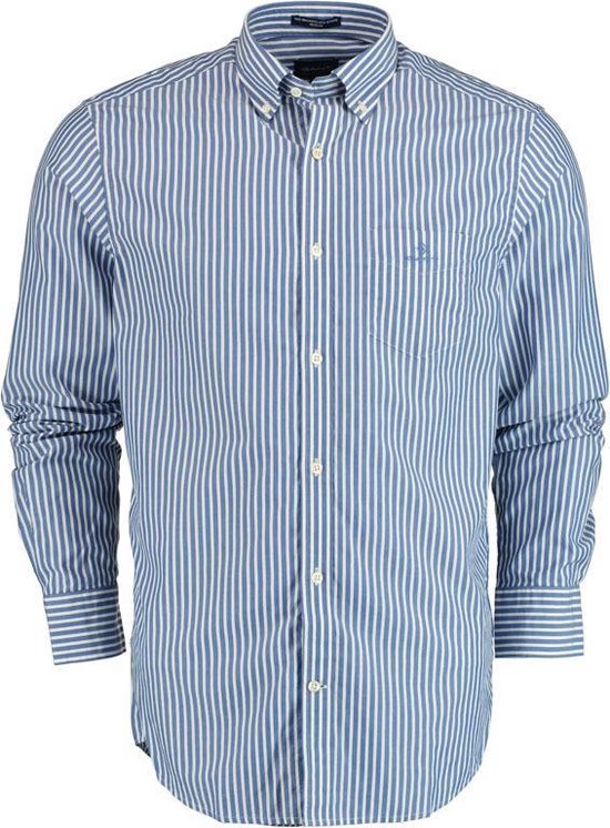 Foto: Gant broadcloath overhemd strepen blauw m heren regular fit