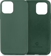 Coverzs Luxe Liquid Silicone case geschikt voor Apple iPhone 12 / 12 Pro - dennengroen + glazen Screen Protector