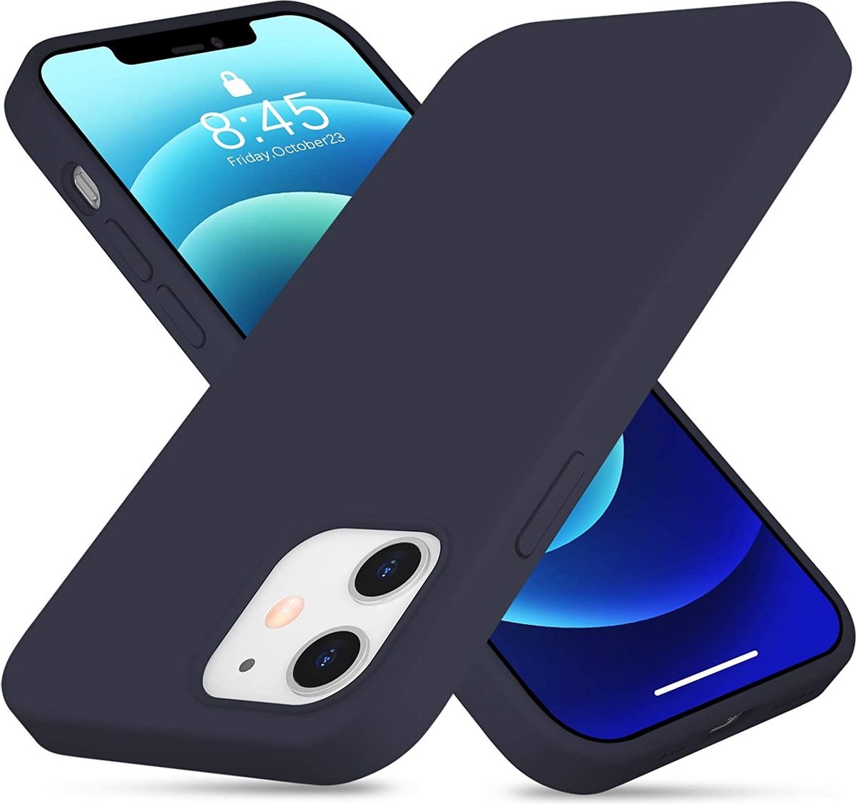 ShieldCase Silicone case geschikt voor Apple iPhone 12 Mini - 5.4 inch - blauw + glazen Screen Protector