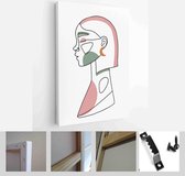 Modern abstract faces with abstract shapes. Minimalism concept. Line art drawing style - Modern Art Canvas - Vertical - 1773642410 - 80*60 Vertical
