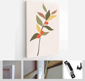 Collection of contemporary art posters in pastel colors. Abstract elements, leaves and fruits, branches, tangerines - Modern Art Canvas - Vertical - 1853040742 - 40-30 Vertical