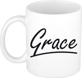 Grace naam cadeau mok / beker sierlijke letters - Cadeau collega/ moederdag/ verjaardag of persoonlijke voornaam mok werknemers