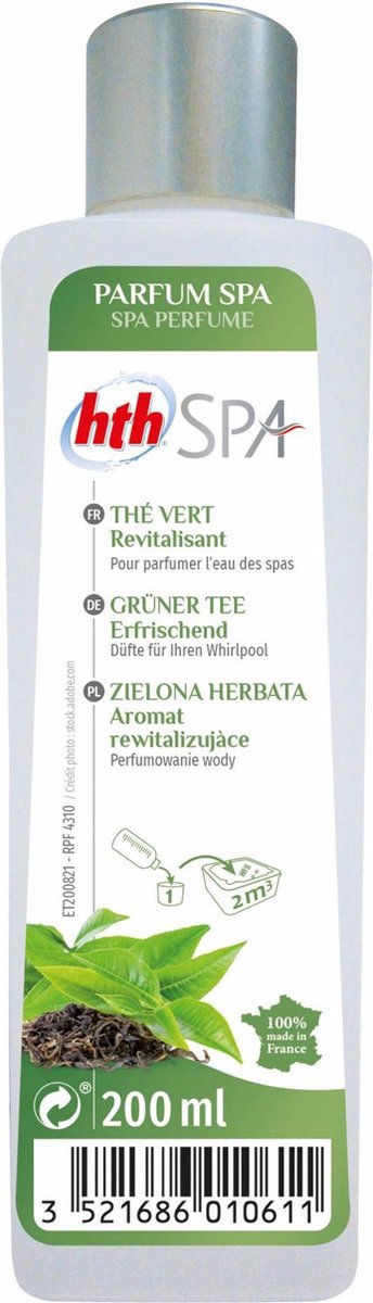 Spa parfum groene thee 200mL - HTH, verkwikkende geur, op natuurlijke basis, gemaakt in Frankrijk