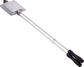 Bol.com Relaxdays tosti ijzer camping - voor gas - greep 57 cm lang - tostiklem: 10x10 cm - zilver aanbieding