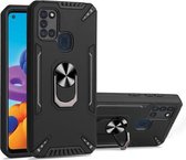 Voor Samsung Galaxy A21s PC + TPU-beschermhoes met 360 graden draaibare ringhouder (zwart)