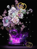 glasschilderij - Stilleven bloemen - Gucci - 80x120 cm - Wanddecoratie