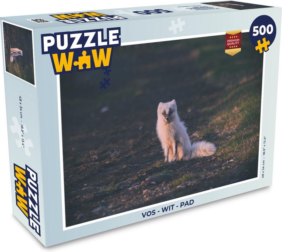 Afbeelding van product PuzzleWow  Puzzel Vos - Wit - Pad - Legpuzzel - Puzzel 500 stukjes