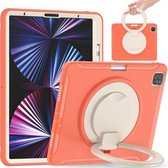 Schokbestendige TPU + pc-beschermhoes met 360 graden rotatie opvouwbare handgreephouder en pensleuf voor iPad Pro 12.9 2021 (Living Coral)