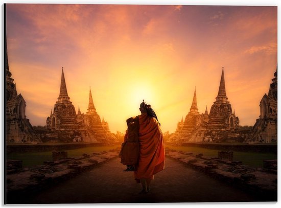 Dibond - Historisch Park Ayutthaya - Thailand - 40x30cm Foto op Aluminium (Met Ophangsysteem)
