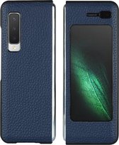 Voor Samsung Galaxy Fold Lychee Texture lederen opvouwbare beschermhoes (blauw)