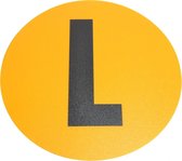 Magazijn vloersticker   -  Ø 19 cm   -  geel / zwart   -  Letter L