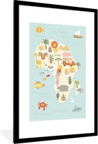 Wereldkaart Kinderen - Afrika - Kleuren - Schoolplaat - Kinderkamer - 60x90 cm