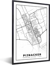 Fotolijst incl. Poster - Kaart - Pijnacker - Zwart - Wit - 80x120 cm - Posterlijst