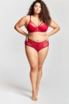 Gaspara Dames Lingerie Tulle Plunge beugel BH (160-024) - WINTERSALE - Maat 80E - WIJN-ROOD