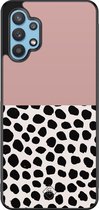 Samsung A32 5G hoesje - Stippen roze | Samsung Galaxy A32 5G case | Hardcase backcover zwart