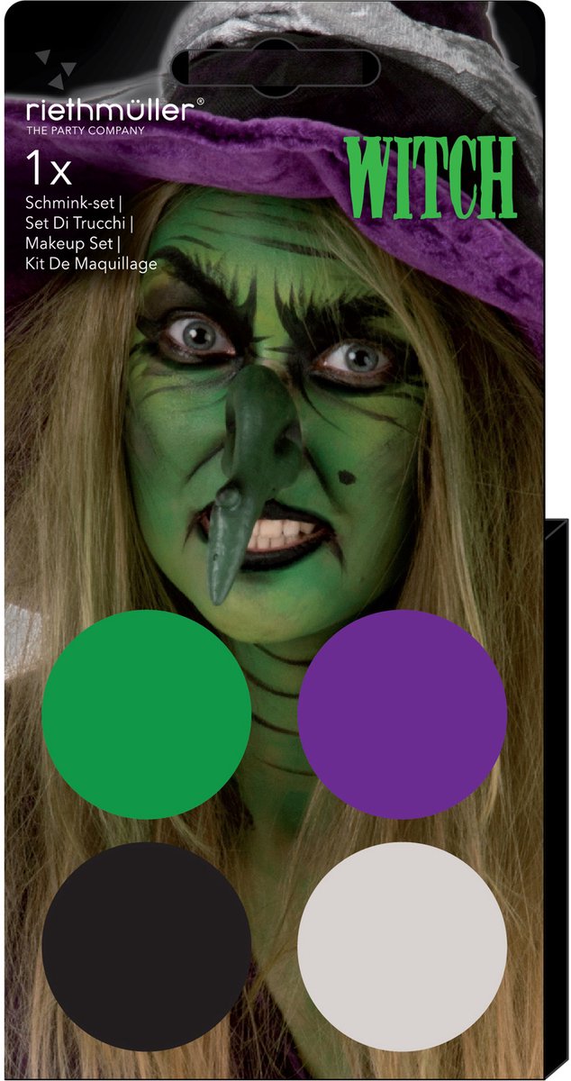Riethmüller Schminkset Heks Zwart/groen/paars/wit 5-delig