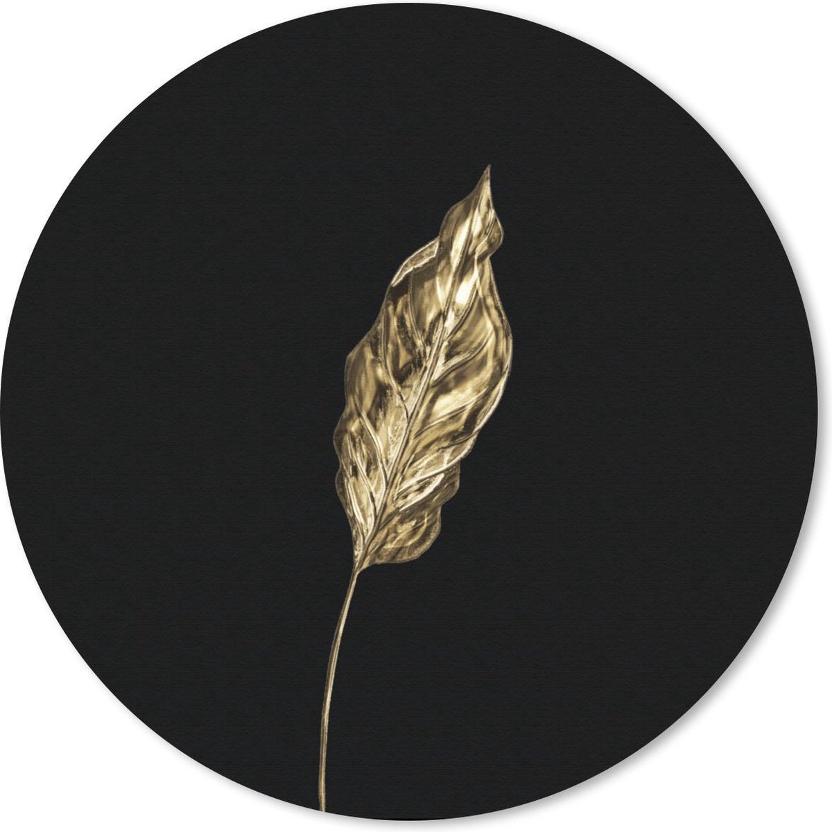 Muismat rond 30x30 cm - Mousepad Blad - Goud - Plant - Ronde muismatten