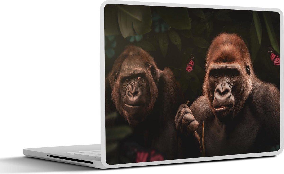 Laptop sticker - 11.6 inch - Gorilla - Jungle - Planten - Vlinder - 30x21cm - Laptopstickers - Laptop skin - Cover