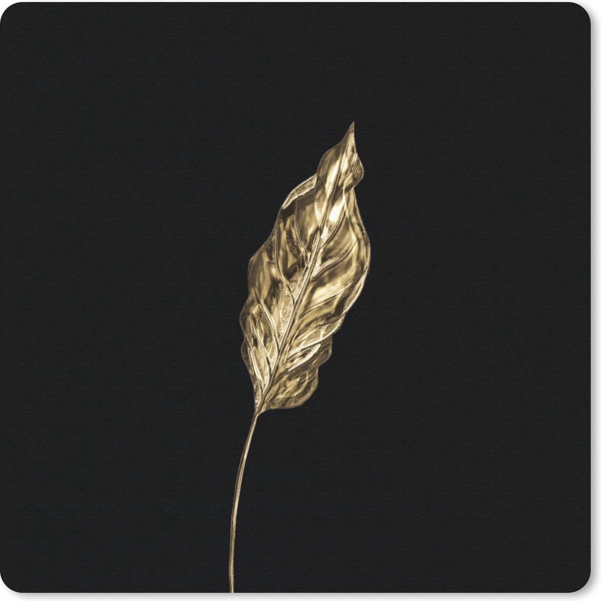 Muismat 20x20 cm - Mousepad Blad - Goud - Plant - Muismatten