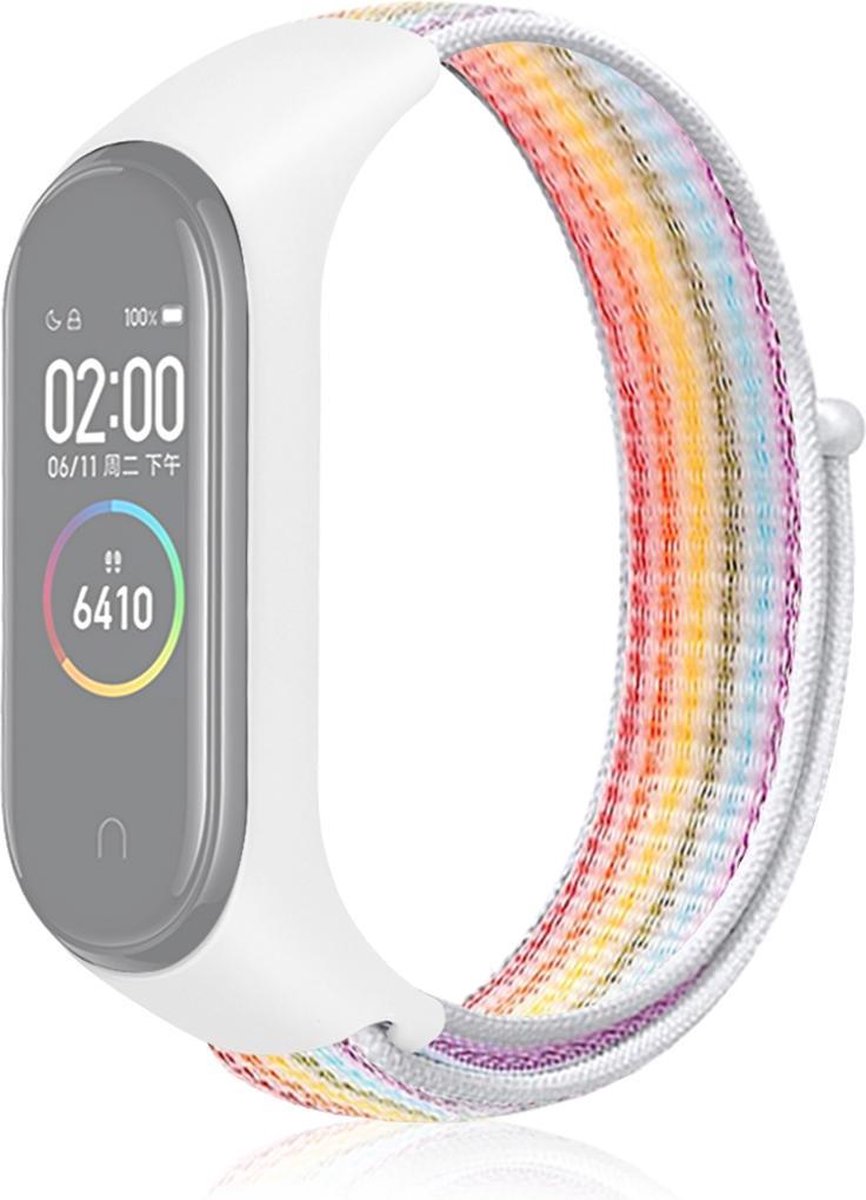 By Qubix - Nylon Geweven Bandje Geschikt voor Xiaomi Mi Band 3 / 4 / 5 / 6 / 7 - Multicolor