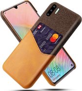 Voor Huawei P30 Pro Doek Textuur PC + PU lederen achterkant Schokbestendig hoesje met kaartsleuf (oranje)