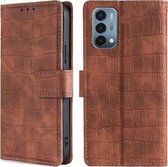 Huidgevoel Krokodiltextuur Magnetische sluiting Horizontale Flip PU-lederen hoes met houder & kaartsleuven & portemonnee voor OnePlus Nord N200 5G (bruin)