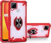 Matte TPU + PC magnetische schokbestendige hoes met ringhouder voor OPPO Realme C15 (rood)