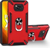 Voor Xiaomi Poco X3 PC + TPU-beschermhoes met 360 graden draaibare ringhouder (rood)