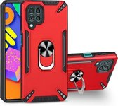 Voor Samsung Galaxy F62 PC + TPU-beschermhoes met 360 graden draaibare ringhouder (rood)
