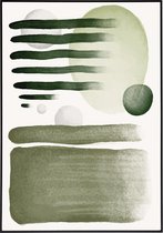 Poster met groene waterverf vlekken - 13x18 cm