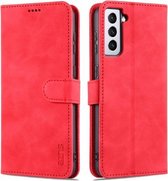 Voor Samsung Galaxy S21 FE 5G AZNS Huid Voelen Kalf Textuur Horizontale Flip Leather Case met Kaartsleuven & Houder & Portemonnee (Rood)
