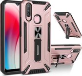 Voor vivo Y17 War-god Armor TPU + PC Schokbestendige magnetische beschermhoes met opvouwbare houder (roségoud)