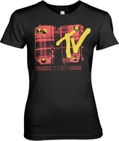 MTV Dames Tshirt -M- Plaid Zwart