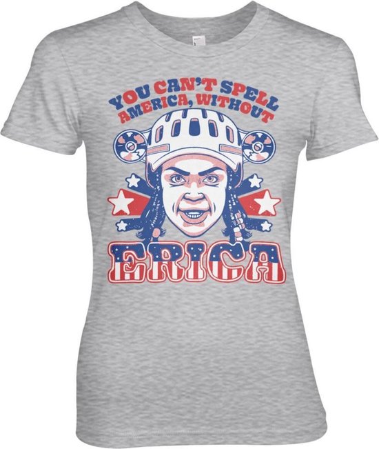 Stranger Things Dames Tshirt -L- You Can't Spell America Without Erica Grijs