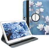 kwmobile hoes voor Samsung Galaxy Tab 3 10.1 P5200/P5210 - 360 graden tablethoes - Magnolia design - taupe / wit / blauwgrijs